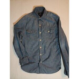 American Eagle Womens Shirt Size XS Chambray Button Down Collar Classic Fit Blue